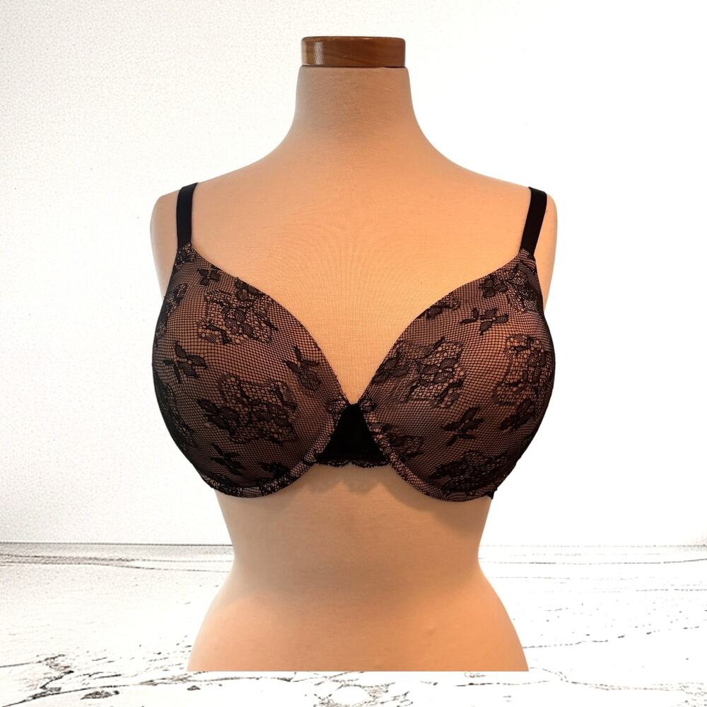 Victoria’s Secret Biofit Black Lace Full Coverage Underwire Bra 36DD Padded